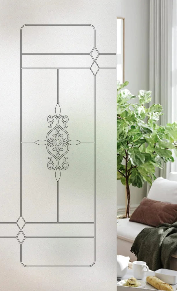 Custom Size Stained Glass Window Film, Frosted Privacy, Static Cling, Retro Country, Door Sticker, Bathroom, Office, Home Decor