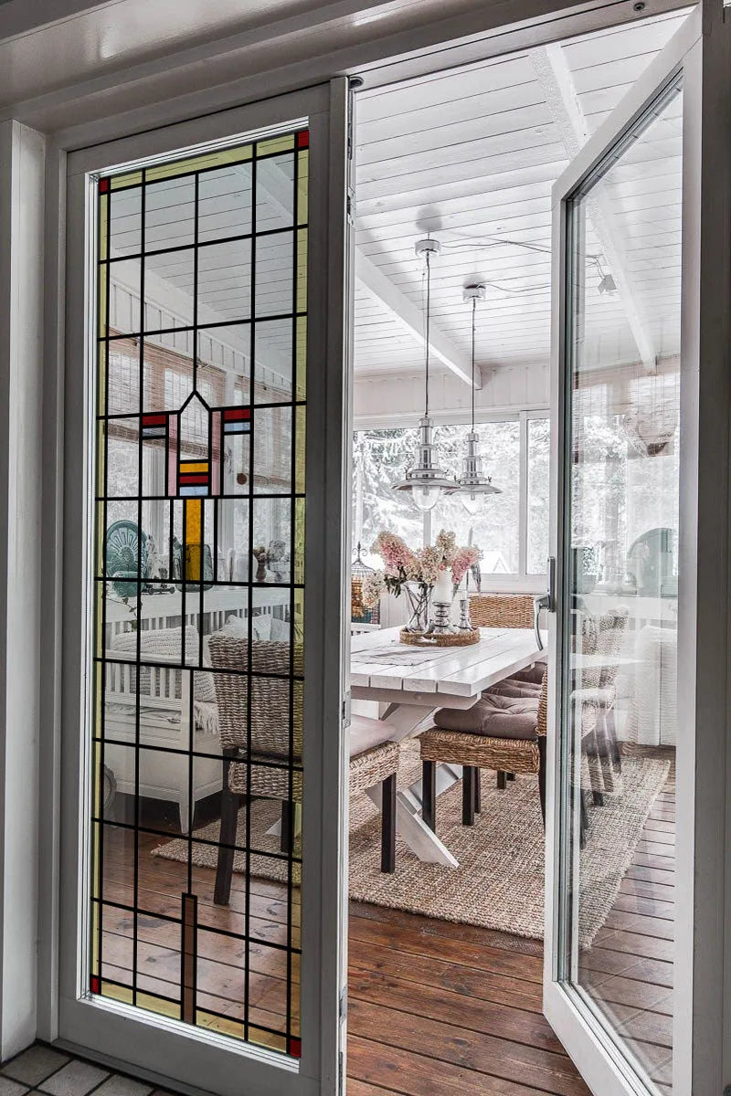 Stained Glass Window Film Transparent/Frosted Glass Sticker Static Cling Prairie Scottish for thin long Glass Door Anticollision