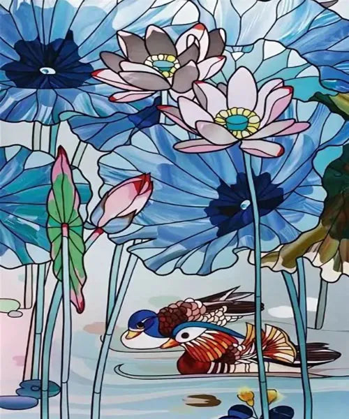 Custom size Glass Films Stained Glass Stickers Static Cling Frosted Privacy PVC Print Flower,Cat,Fish For Window Door Home Decor