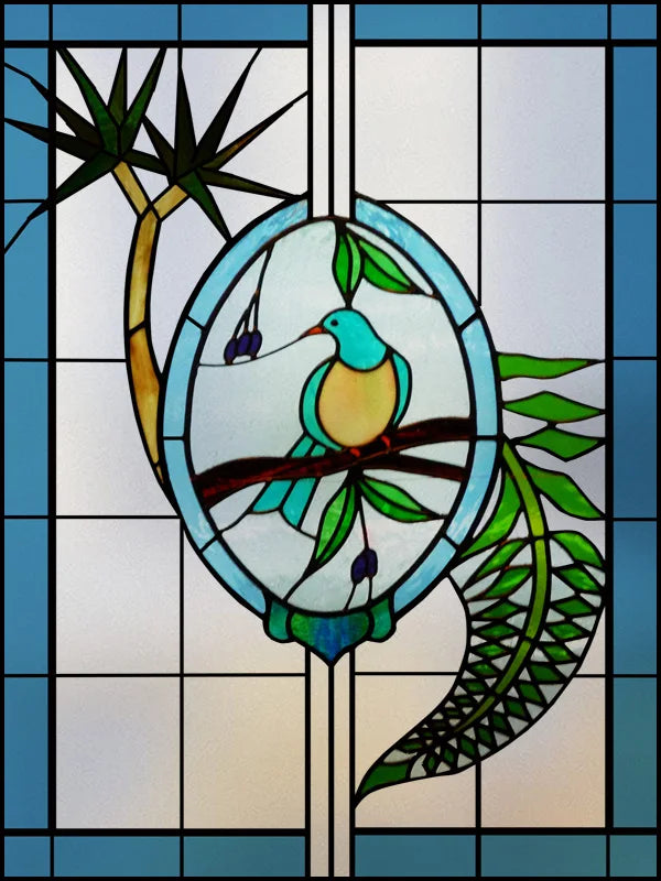 Frosted Stained Glass Window Film, Customized Art, Peacock Hummingbird Static Cling Sticker,Home Decor, Treatment