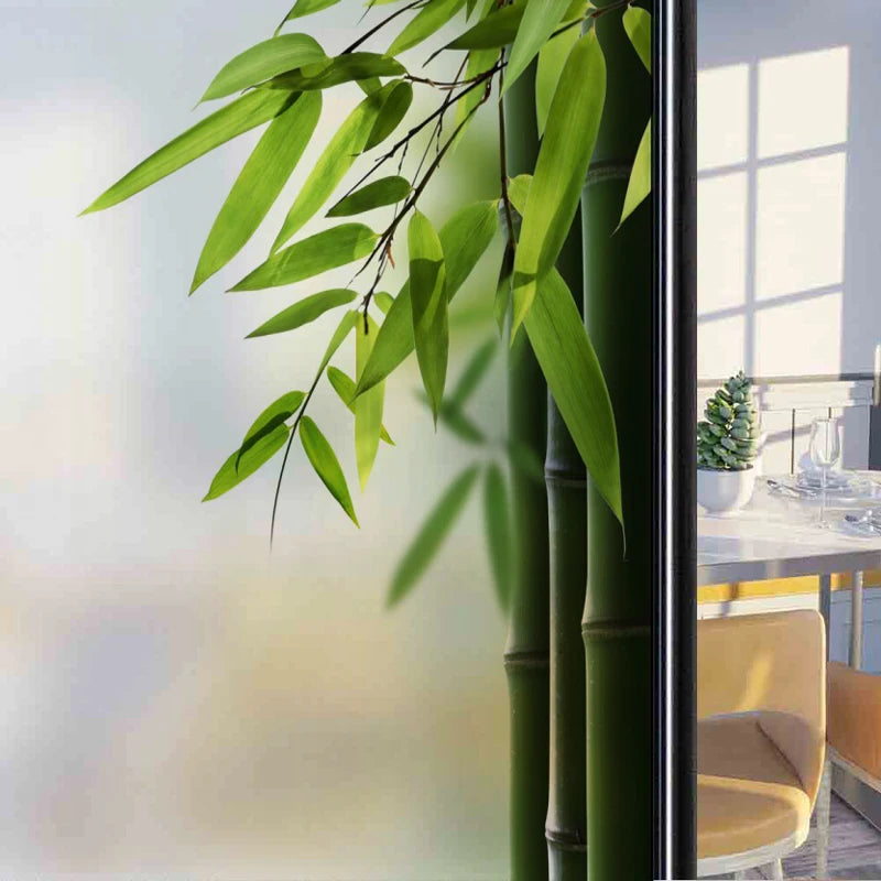 Frosted Stained Glass Window Film, Customized Decor Design, Leaf Static Cling Sticker,Home Decor Foil, Treatment