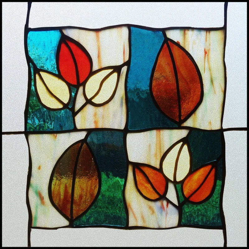 Custom size Glass Films Stained Glass Stickers Static Cling Frosted Privacy PVC Print Natural Village For Window Door Home Decor