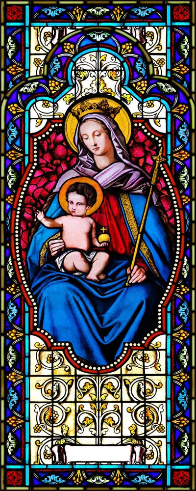 Gothic Rose Window film Glass Films Frosted Stained Window Sticker can do custom size Jesus/Christ Painting