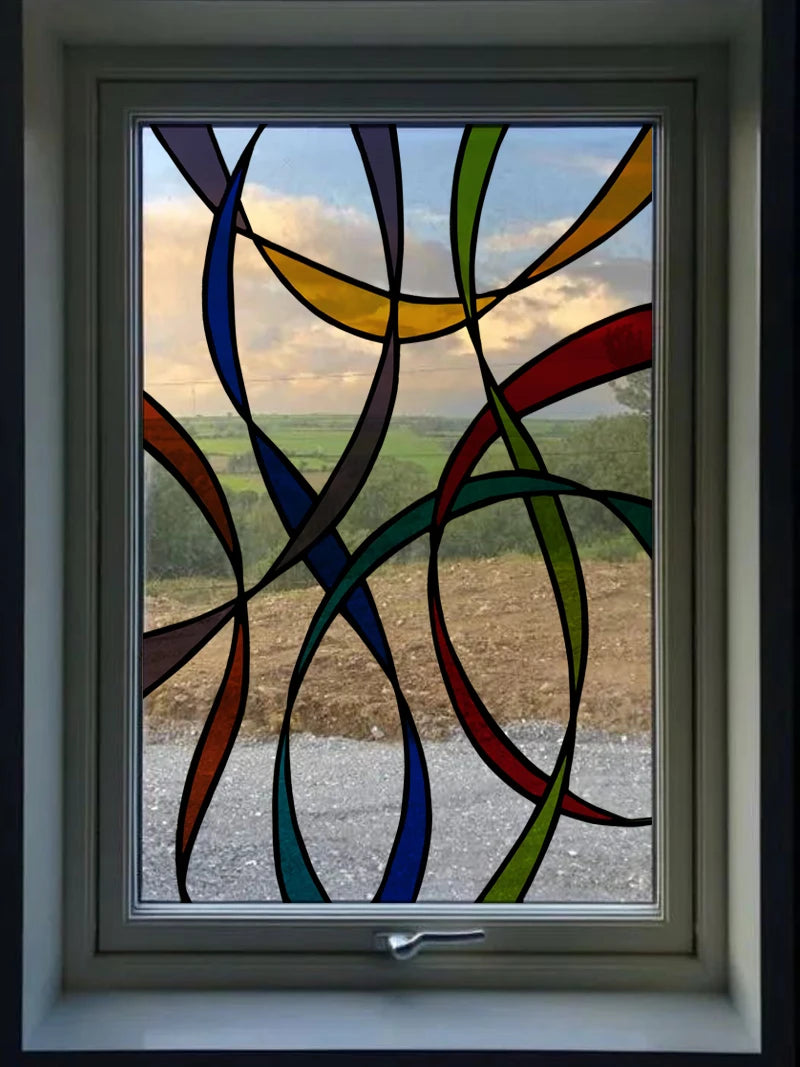 Frosted Stained Glass Window Film, 3D Matte, Transparent,Static Cling,Privacy, Door Sticker,Customized for Office, Home Decor
