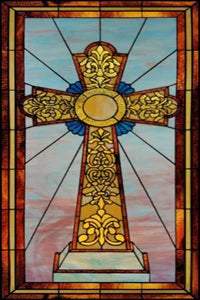 Frosted Stained Glass Window Film, Cross Dove Lily, Static Cling, Church, Home Decor, Bathroom, Kitchen, Door Sticker