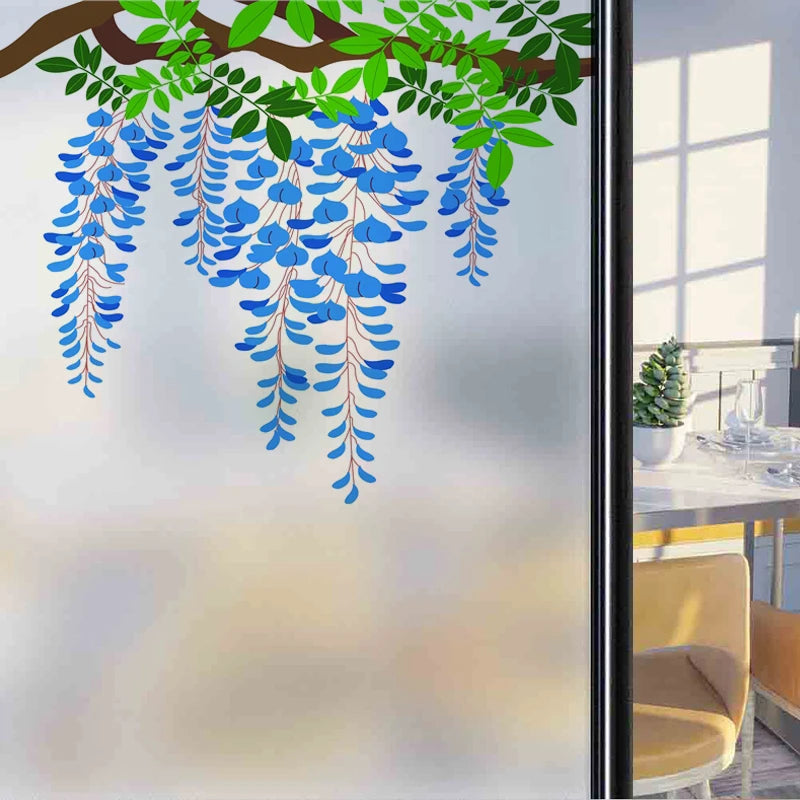 Frosted Stained Glass Window Film, Customized Decor Design, Leaf Static Cling Sticker,Home Decor Foil, Treatment