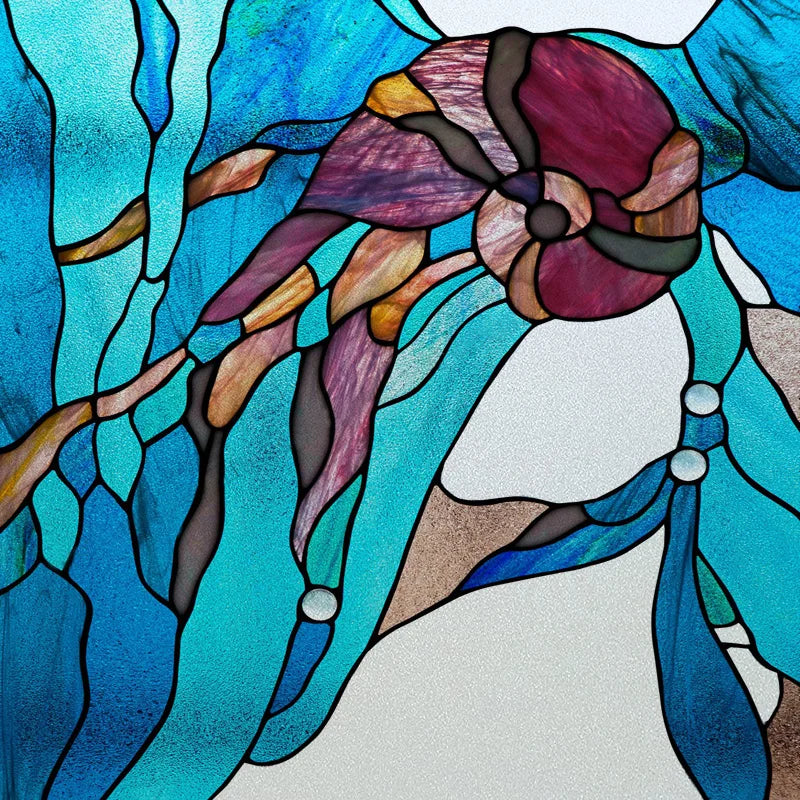 Custom size Window Film Stained Glass Films Frosted Privacy Static Cling Background Sticker Aquarium Ocean Poster Fish Tank Film