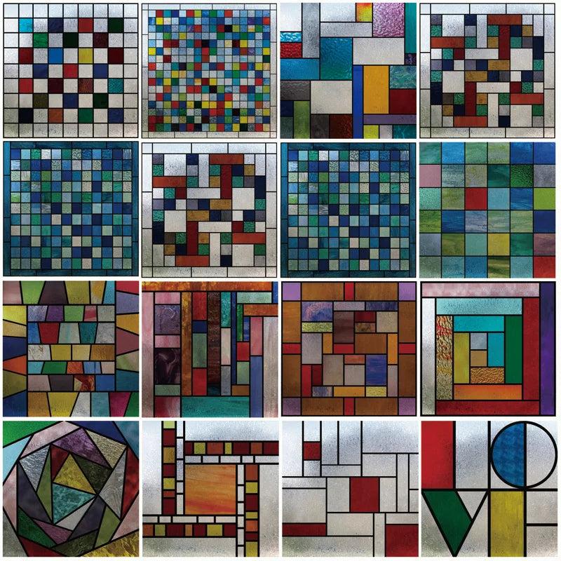 Window Film Frosted Stained Glass Films,Customized Art Design Mosaic Static Cling Sticker,Home Decor Foil Window Treatment