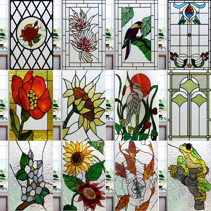 Window Film Frosted Stained Glass Films,European Static Cling Privacy Films,Door Sticker,Kitchen Office Home Decor Customized