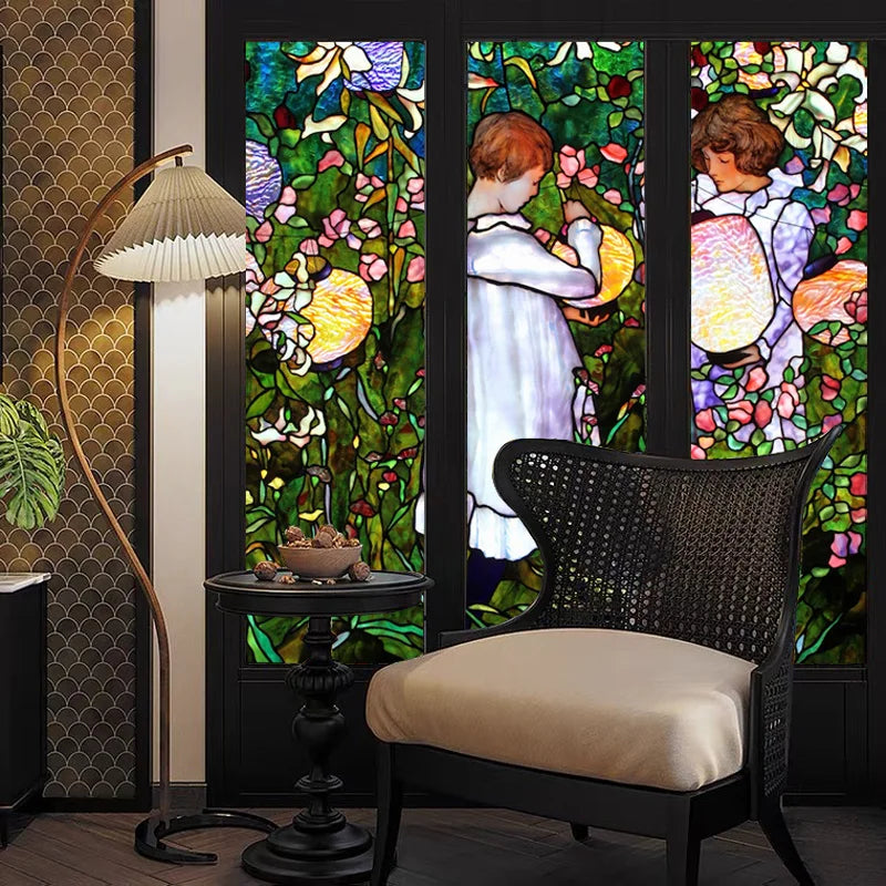 Custom Size Stained Glass Films,Window Film Frosted Sticker,Static Cling Frosted Foil For Kids Room Door Stickers Home Decor