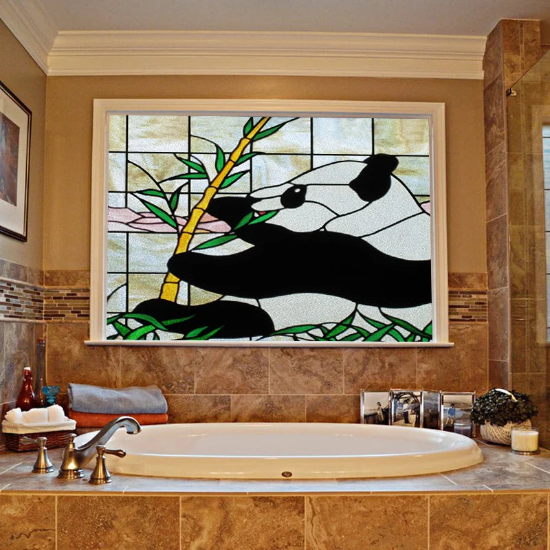 Window Film Stained Glass Films Static Cling Stickers for Bathroom Kitchen Office Home Decor,Tree,Animal,Custom fit to any Size