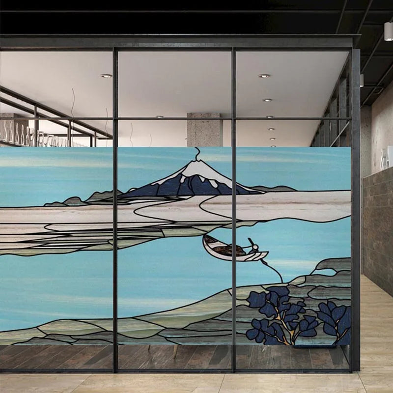 Custom Size Window Film, Stained Glass, Decorative Window Sticker, Privacy Frosted Static Cling, Home Decal