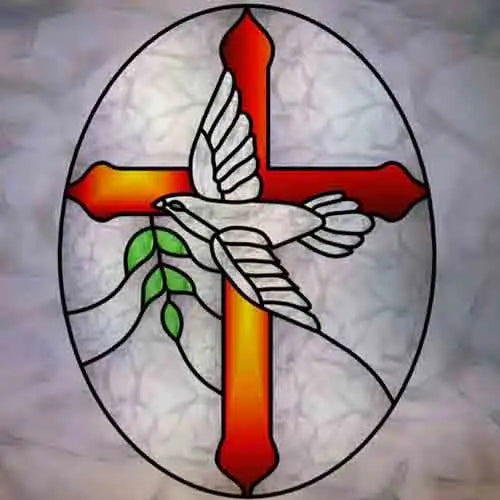 Custom Frosted Stained Glass Window Film,Sataic Cling Window Films,Retro Church Cross Dove Decor Foil Stickers Window Treatment