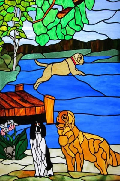 Window Film Stained Glass Stickers Static Cling,Frosted Privacy Custom size,Print Cat,Tiger,Deer,Bear For Window Door Home Dec