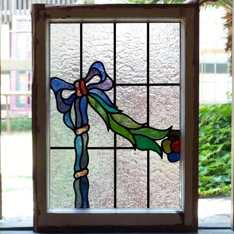 Frosted Stained Glass  Film, 3D Matte,Grid, Transparent,Static Cling,Privacy, Door Sticker,Customized for Office, Home Decor