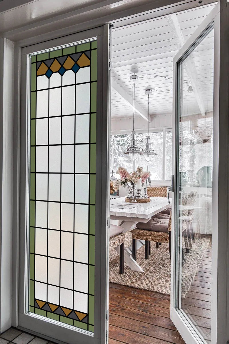 Stained Glass Window Film Transparent/Frosted Glass Sticker Static Cling Prairie Scottish for thin long Glass Door Anticollision
