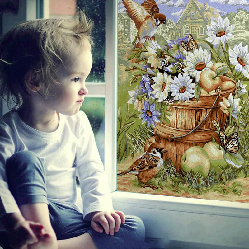 Custom Size Glass Window Film Static Cling Frosted Glass Films Stickers For Bathroom Kitchen Door Birds Heron Parrot Owl