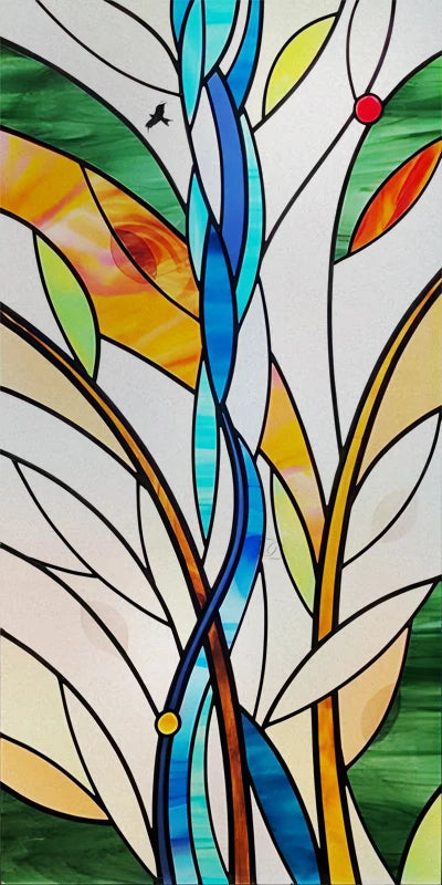 Custom Size Stained Glass Window Film Frosted Privacy Static Cling Retro Prairie Style Stickers Shower Kitchen Home Decor Flower