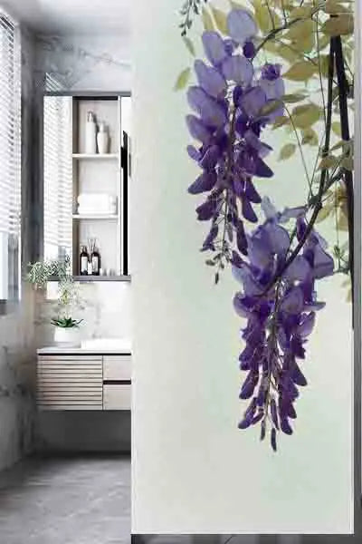 Custom Size Window Glass Films Privacy Film Static Cling Door Sticker Wisteria Pictures Shower Office Bedroom Kitchen Home Decor