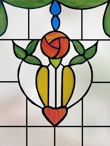 Window Film Stained Glass Films Frosted Static Cling Light-transparent Opaque Privacy Glass Sticker Home Decor Rose Flowers