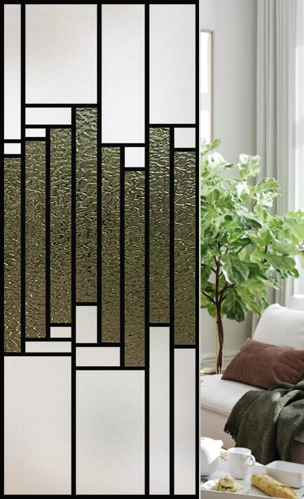 Custom Size Stained Glass Window Film, Frosted Privacy, Static Cling, Retro Country, Door Sticker, Bathroom, Office, Home Decor