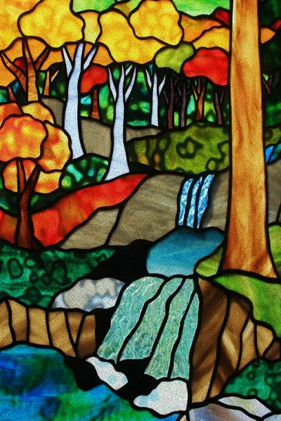 Custom Size Stained Glass Stickers,Static Cling,Frosted Privacy Print Tree, Window Door, Home Decor