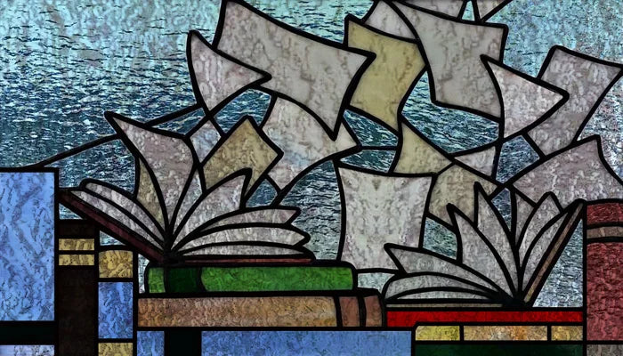 Custom Size 3D Matte Window Film, Stained Glass Decor, UV Window Sticker, Privacy Frosted Static Cling, Book Pattern for Glass