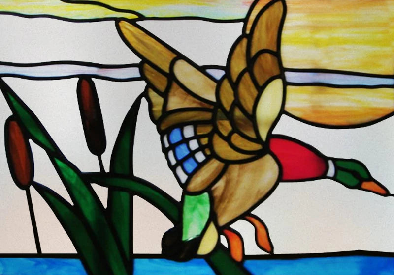 Landscape painting Stained Glass Films Transom/Windows Film Glass Sticker Static Cling Retro Vintage Style Custom Size