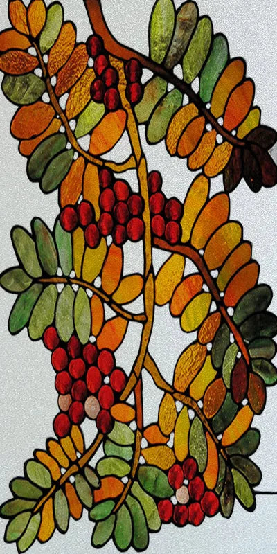Custom Stained Glass Window Films,Frosted sticker,Privacy Static Cling Flower Fruit Trees For Bathroom Sliding door Home Office