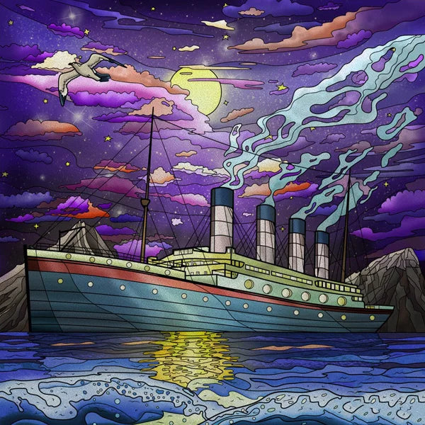 Frosted Stained Glass Window Film, Customized Ocean Boat Color, Static Cling Sticker,Home Decor Foil, Treatment