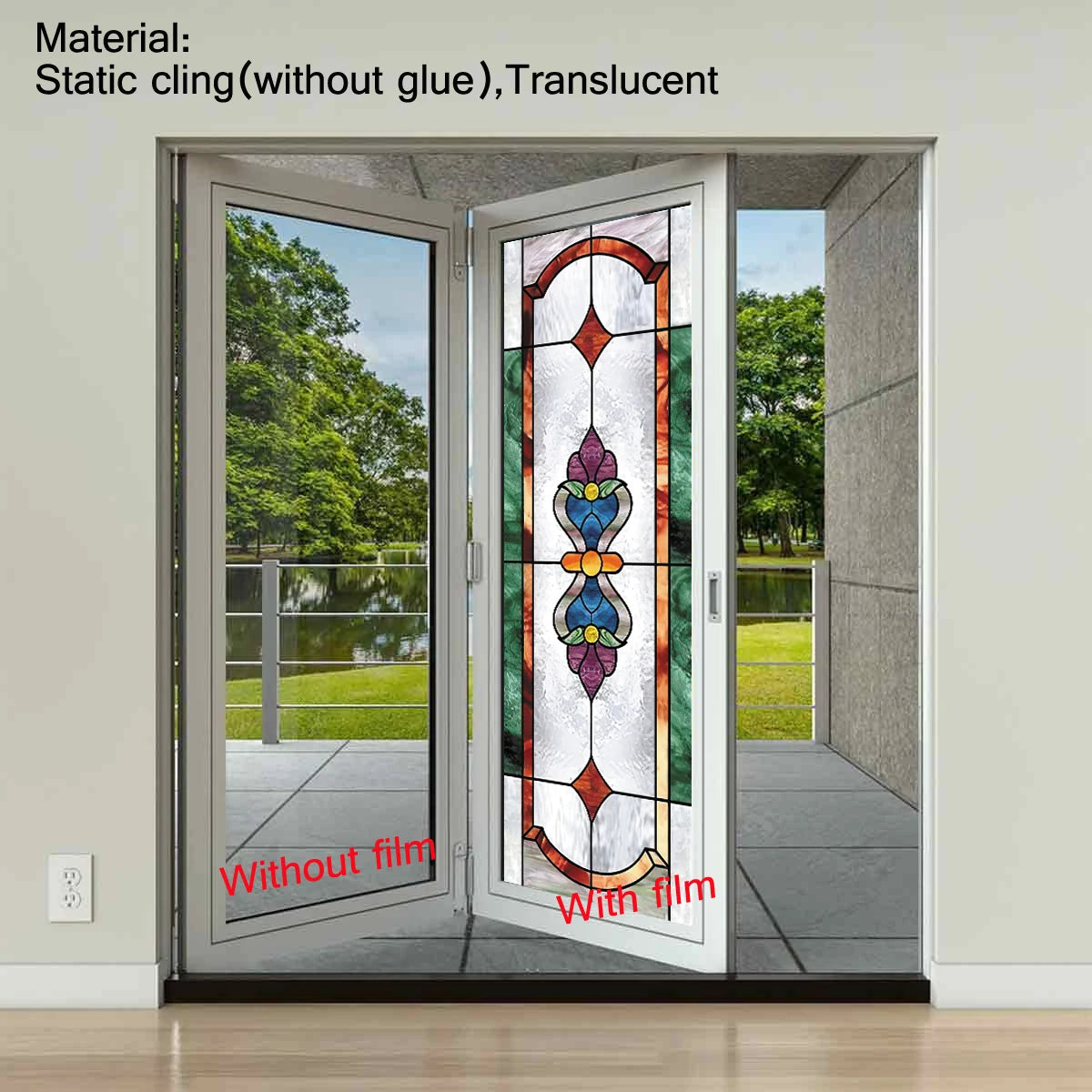 European Church Art Glass Film Stained Window Opaque Sticker Self Adhesive/Static Cling Decor Privacy do custom size B1014