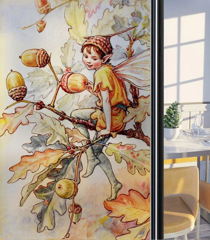 Custom Size Glass Window Film Static Cling Frosted Glass Films Foil Stickers Waterproof For Bathroom Kitchen Door Flower Fairy