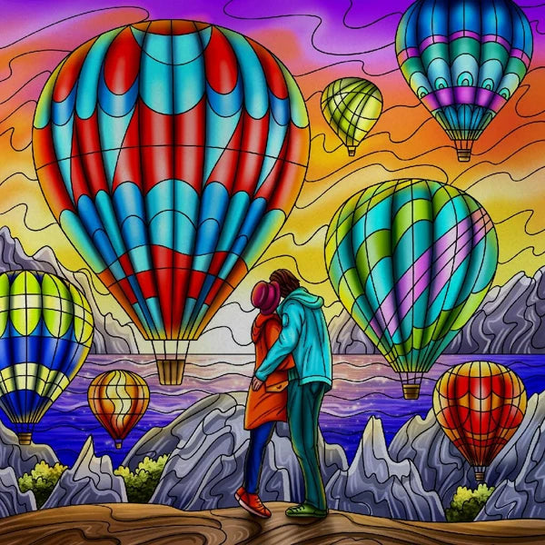 Custom size Stained Glass Wndow Film,Satic Cling Window Films,Decor Foil Stickers Window Treatment For Square Glass Hot air ball