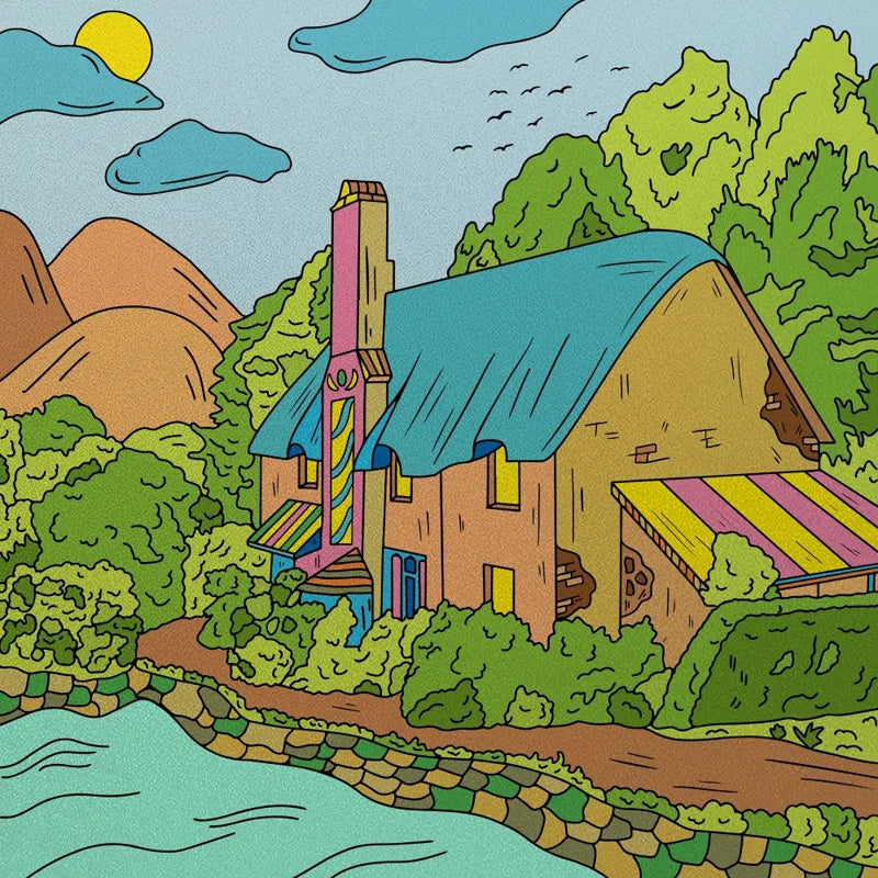 Stained Glass Window Film Frosted Glass Sticker Forest Customized Cartoon House Castle For Kids Room Door Home Decor