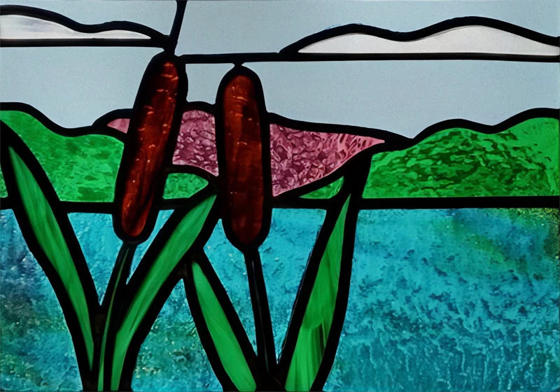 Landscape painting Stained Glass Films Transom/Windows Film Glass Sticker Static Cling Retro Vintage Style Custom Size