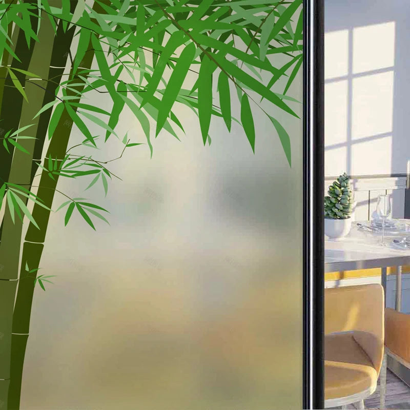 Frosted Stained Glass Window Film, Customized Decor Design, Leaf Static Cling Sticker,Home Decor Foil, Treatment