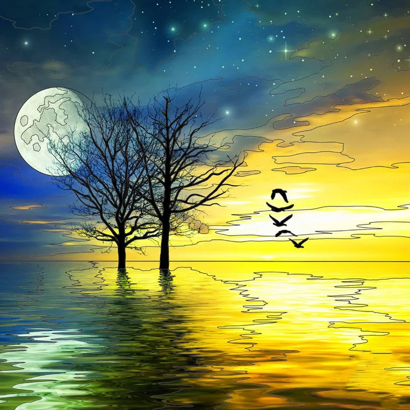 Frosted Stained Glass Window Film, Customized Scenery, Sun Starry Sky, Static Cling Sticker,Home Decor for Bathroom Kitchen