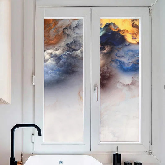 Custom Glass Films Window Film Electrostatic Frosted Sticker Door Stickers for Bathroom Room Home Decor Colored Clouds Pattern