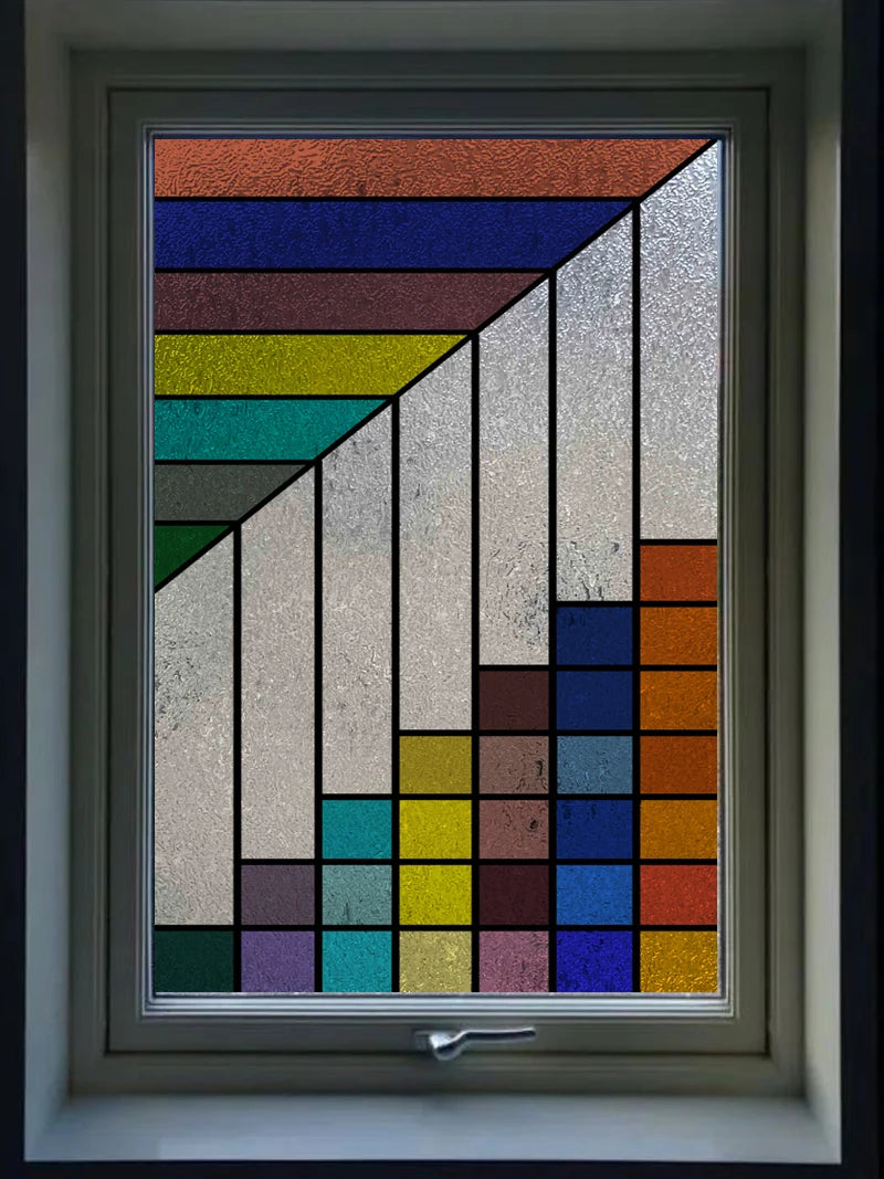 Frosted Stained Glass Window Film, 3D Matte, Transparent,Static Cling,Privacy, Door Sticker,Customized for Office, Home Decor