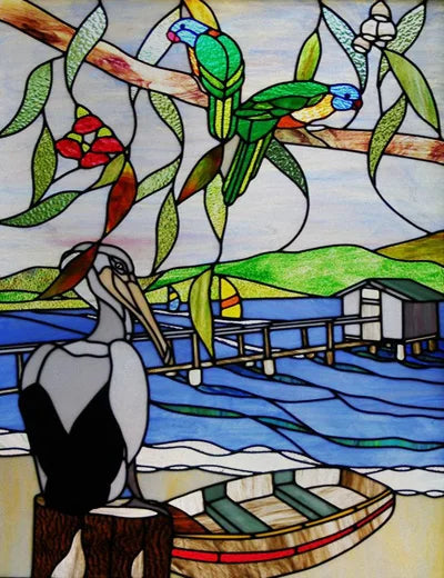 Custom Size Window Stained Glass Films,Bird,Peacock, Static Cling Stickers For Bathroom Bedroom Door Office Home Decor