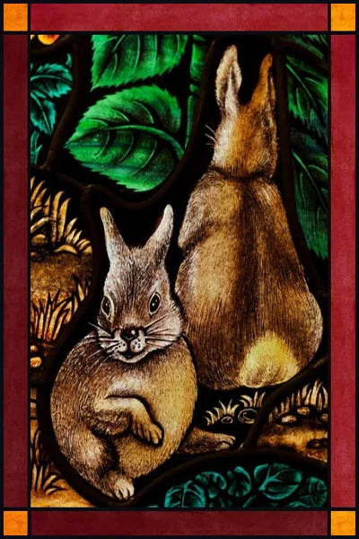 Custom Size Stained Glass Window Film Animal Pattern Rabbit Crow  Bird Fox For Rectangular Shape Glass Office Home Decor