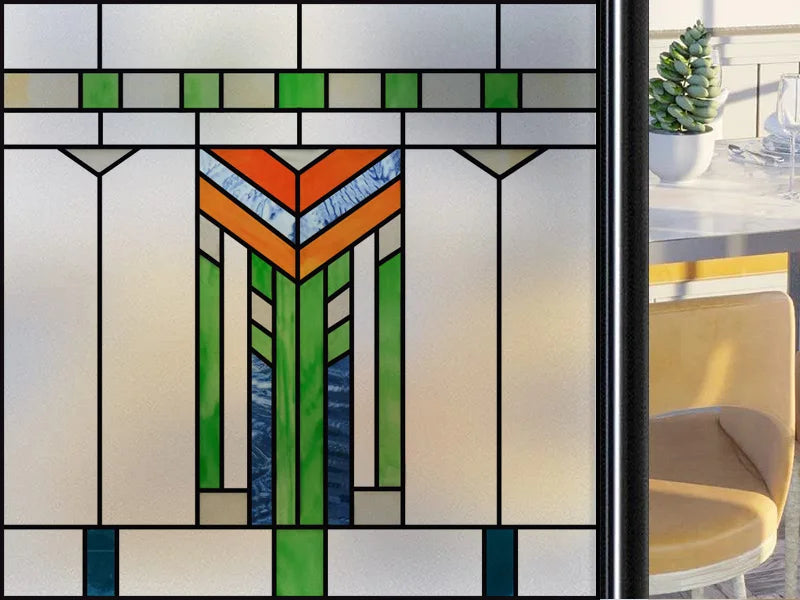 Frosted Stained Glass Window Film, Customized Art Deco Design, Static Cling Door Sticker,Home Decor Foil, Treatment