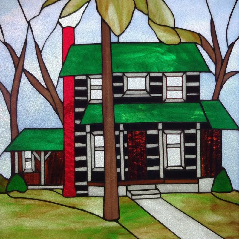 Custom size Glass Films Stained Glass Stickers Static Cling Frosted Privacy PVC Print Natural Village For Window Door Home Decor