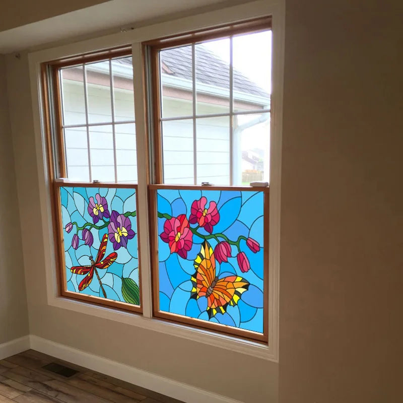 Window Film Frosted Stained Glass Films Static Cling Privacy Films Door Sticker Butterfly Kitchen Office Home Decor Customized