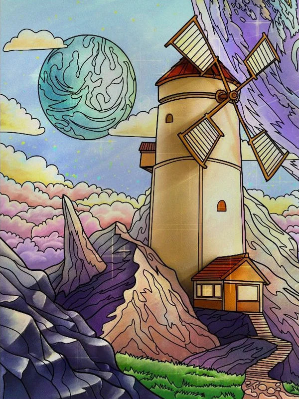 Custom Size Stained Glass Films,Privacy Static Cling,Print Castle, Lighthouse Tower, Sailboat Door Sticker,Office, Home Decor