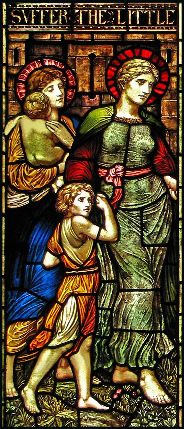 Stained Glass Films, Frosted Sticker,Self Adhesive/Static Cling  Privacy Church Home Decor,Children being Blessed