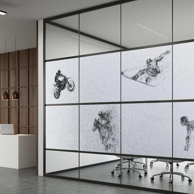 Custom Size Window Glass Films Window Film Static Cling Art Pictures Race Skiers Cyclists Shower Frosted Office Home Decor