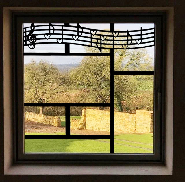 Stained Glass Window Film Transparent Glass Sticker Static Cling Custom made Black Line Office Door Anticollision Home Decor