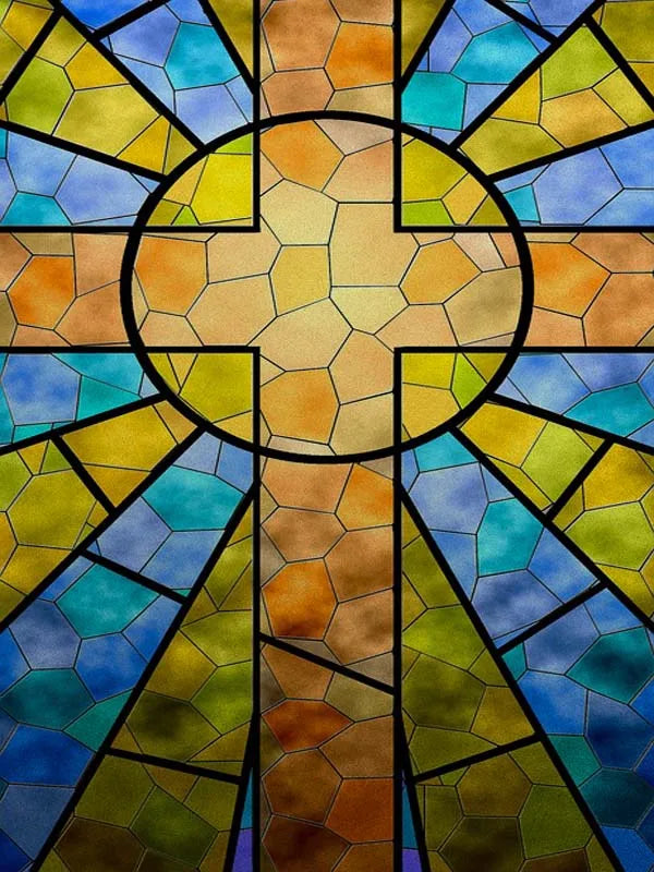 Custom Frosted Stained Glass Window Film,PVC Static Cling Films,Cross Church Decor Foil Stickers