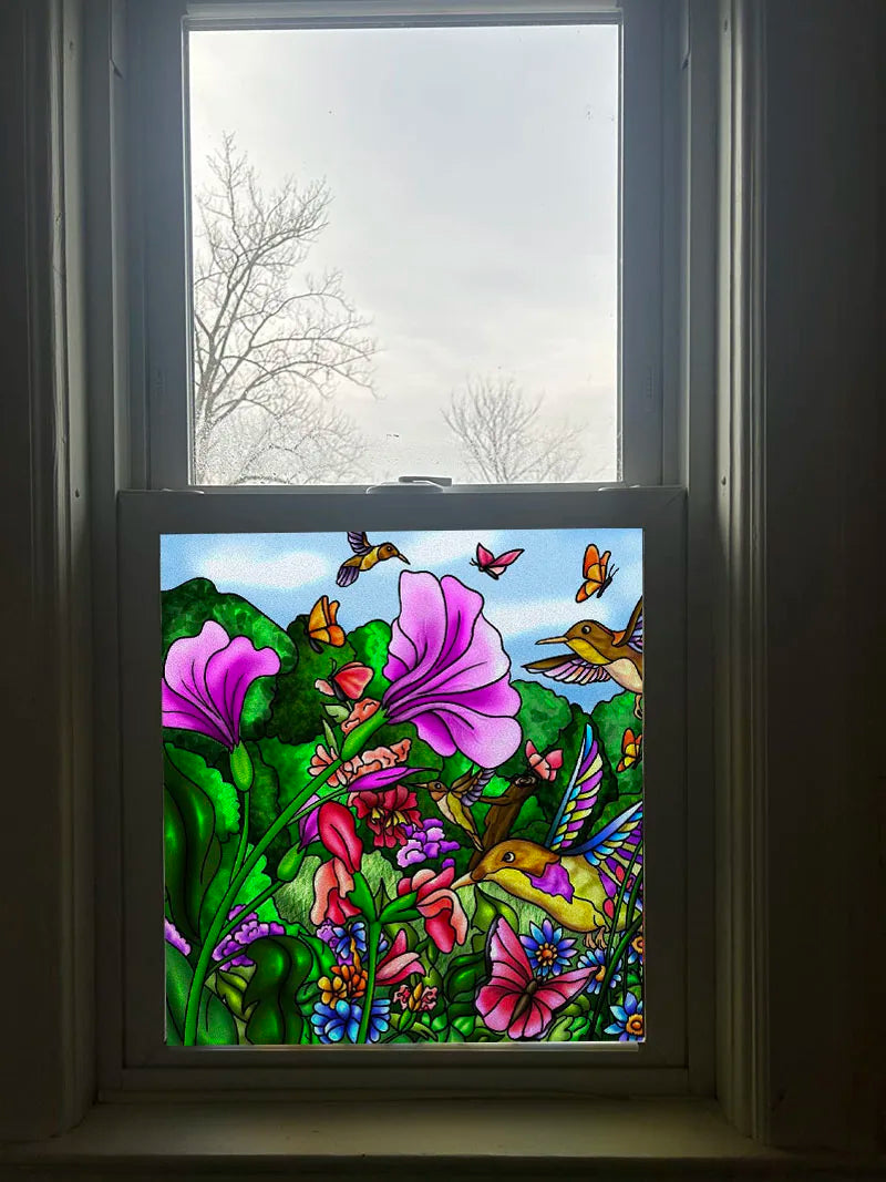 Window Film Frosted Stained Glass Films Static Cling Privacy Door Sticker Kitchen Office Home Decor Birds Peacock Customized